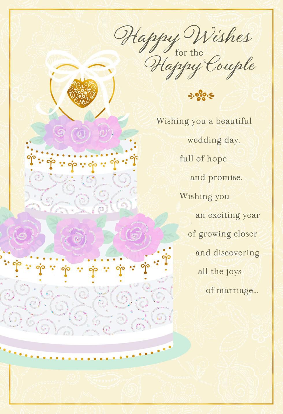 Hope and Promise Cake With Roses Wedding Card