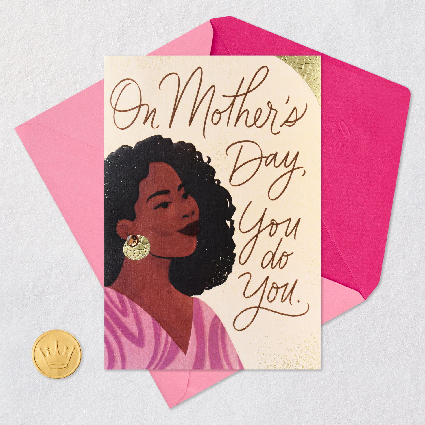 Black Woman with Gold Earrings Mother's Day Card  image number 6