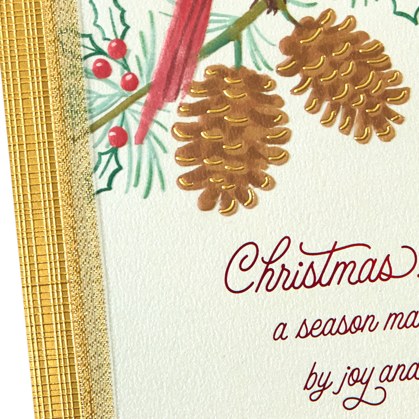 Cardinal Pine Cones Christmas Card Card Cover Detail image number 4