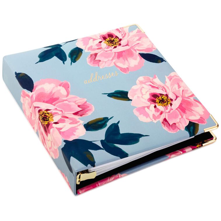 Pink Peonies on Gray Address Book