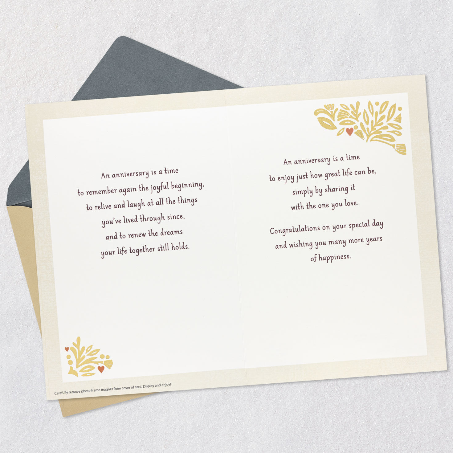 Wooden Heart Photo Frame Magnet Anniversary Card Open card with envelope image number 4