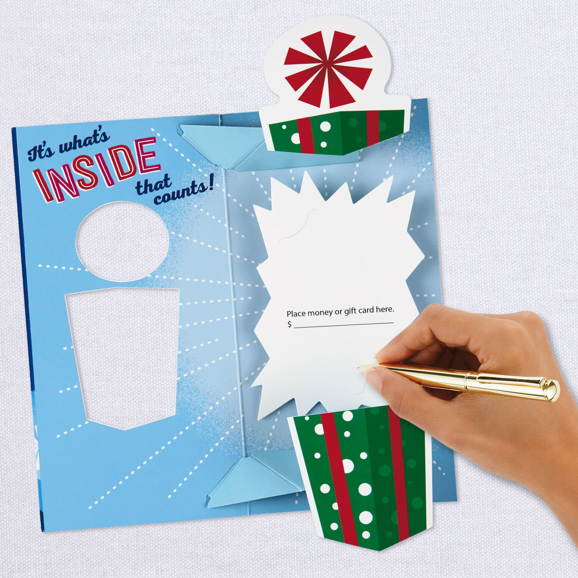 It s What s Inside That Counts Pop Up Money Holder Christmas Card It s What s Inside That Counts Pop Up Money Holder Christmas Card