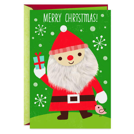 Puffy Fluffy Santa Claus Christmas Card, , large