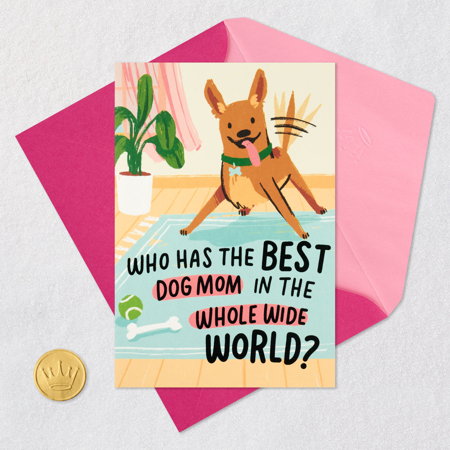 Playful Pop-Up Pup Funny Mother's Day Card From the Dog Card Front with Envelope and Gold Seal image number 6