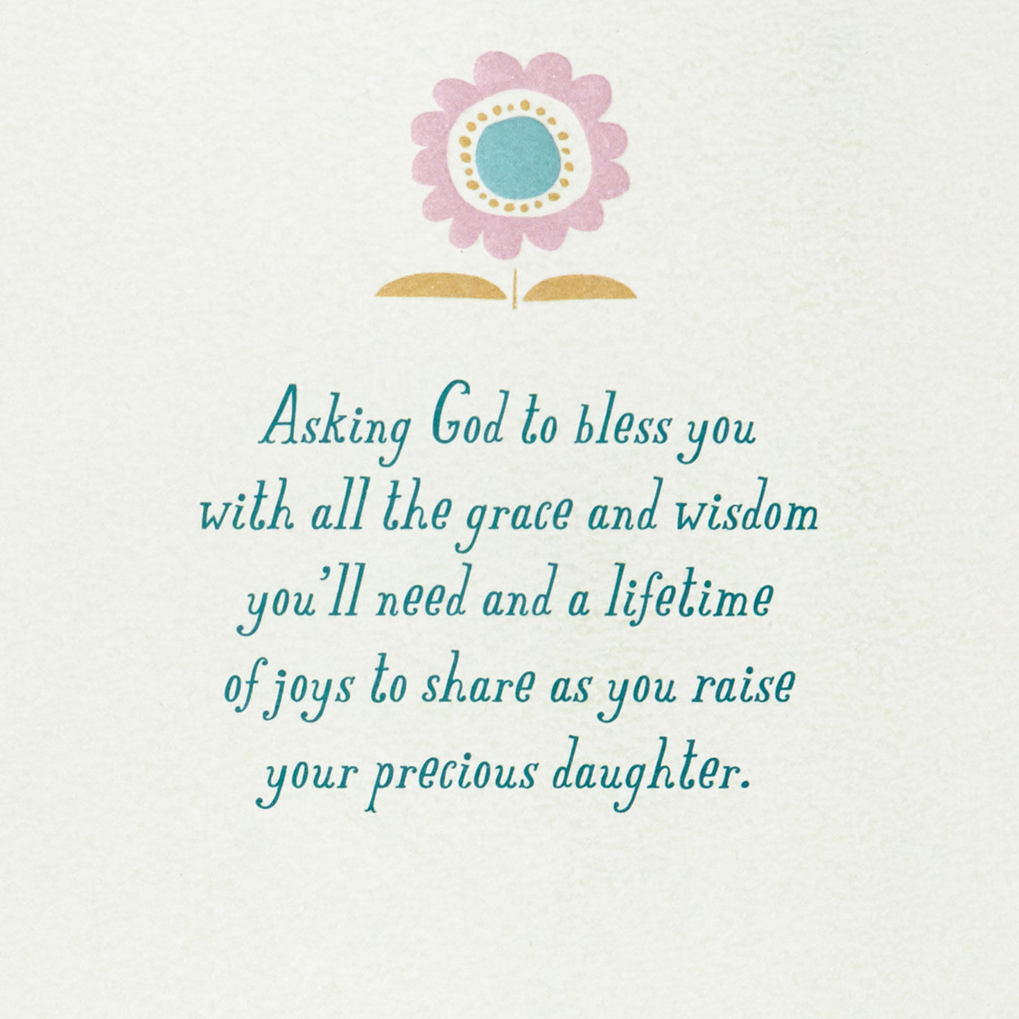Pink Flower Motif Baptism Card for Baby Girl Sentiment image number 2