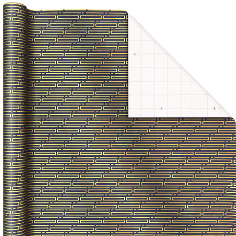 Navy and Gold Art Deco Wrapping Paper, 20 sq. ft., , large