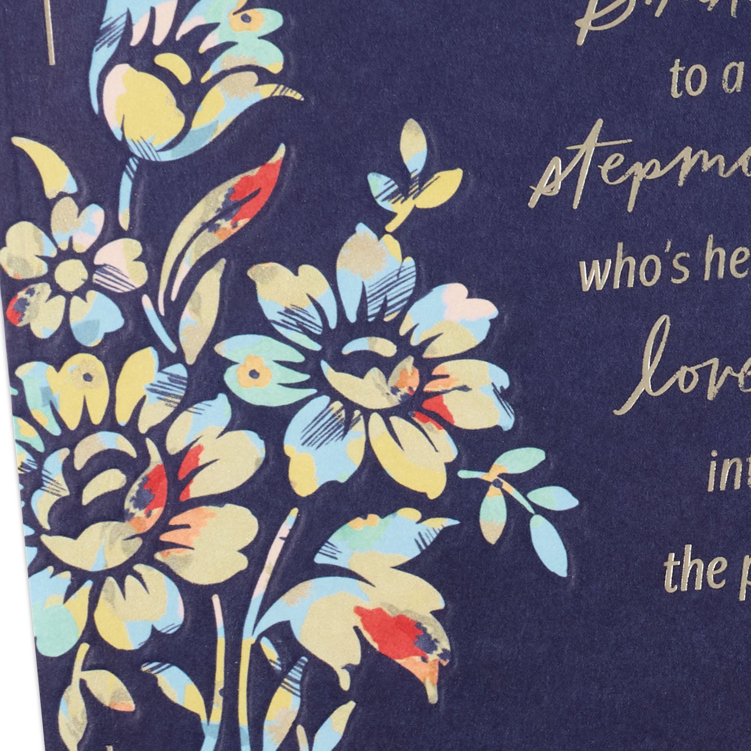 Flowers on Blue Stepmom Birthday Card Card Front Detail image number 5