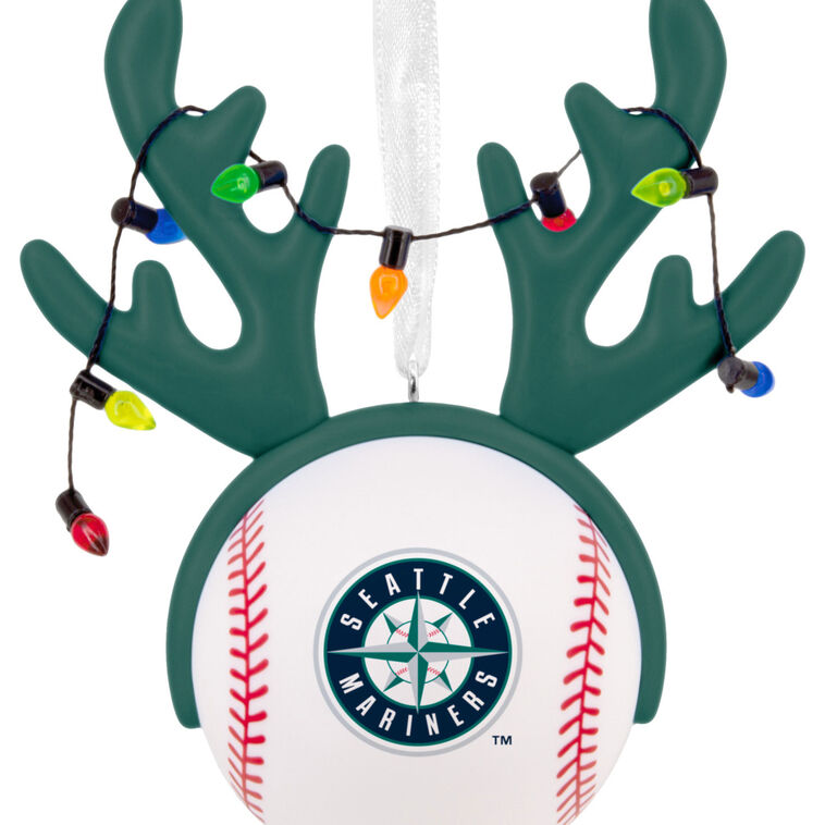 Mariners Reindeer Baseball Christmas Ornament closeup view image number 5