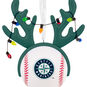 Mariners Reindeer Baseball Christmas Ornament closeup view image number 5