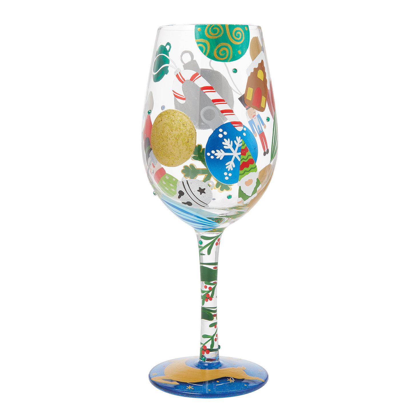 Lolita Pull Out the Decorations Handpainted Wine Glass, 15 oz.