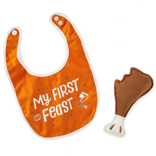 Baby's First Thanksgiving Bib and Rattle, Set of 2, 