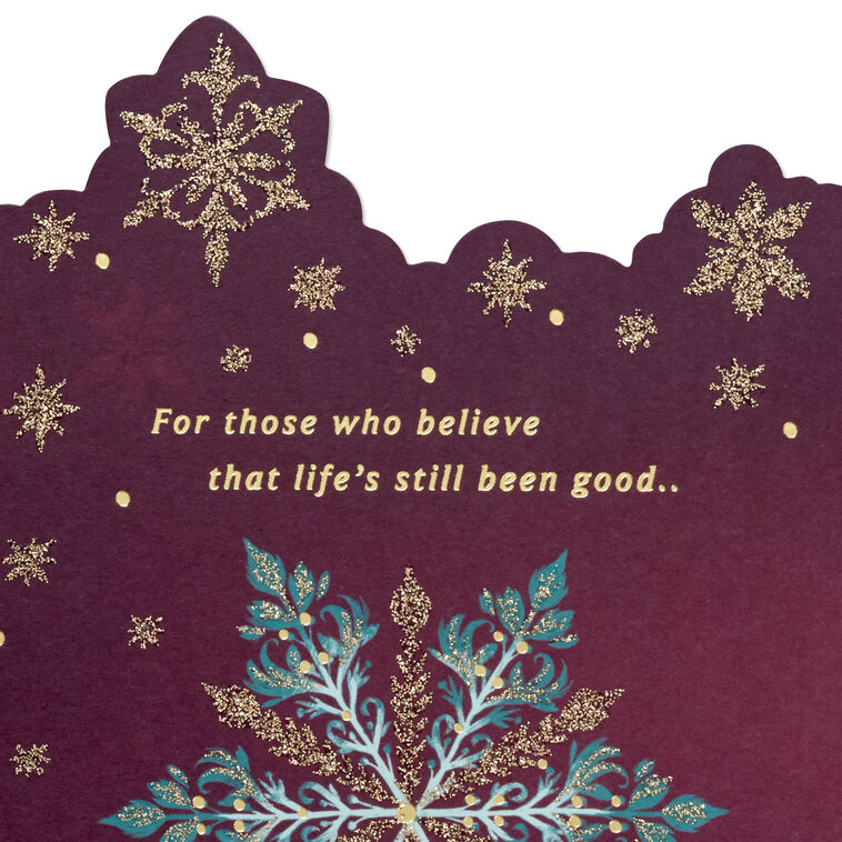 Gold and Blue Snowflakes on Purple Christmas Card Sentiment image number 3