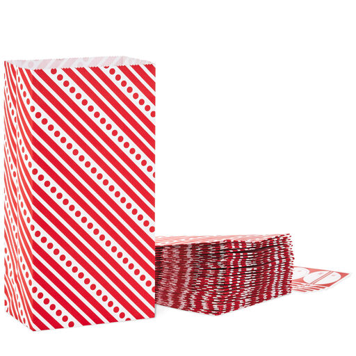 Red Paper Goodie Bags With Labels, Pack of 30, 