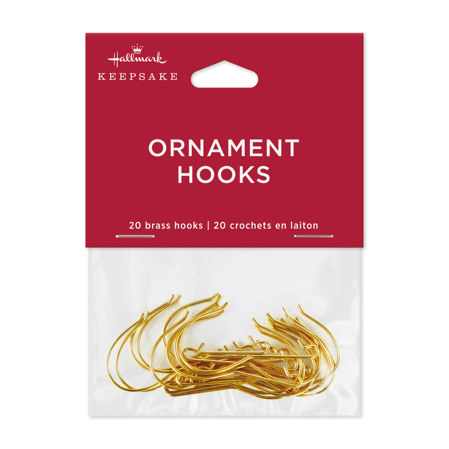 Set of 20 Brass Keepsake Ornament Hooks package front image number 3