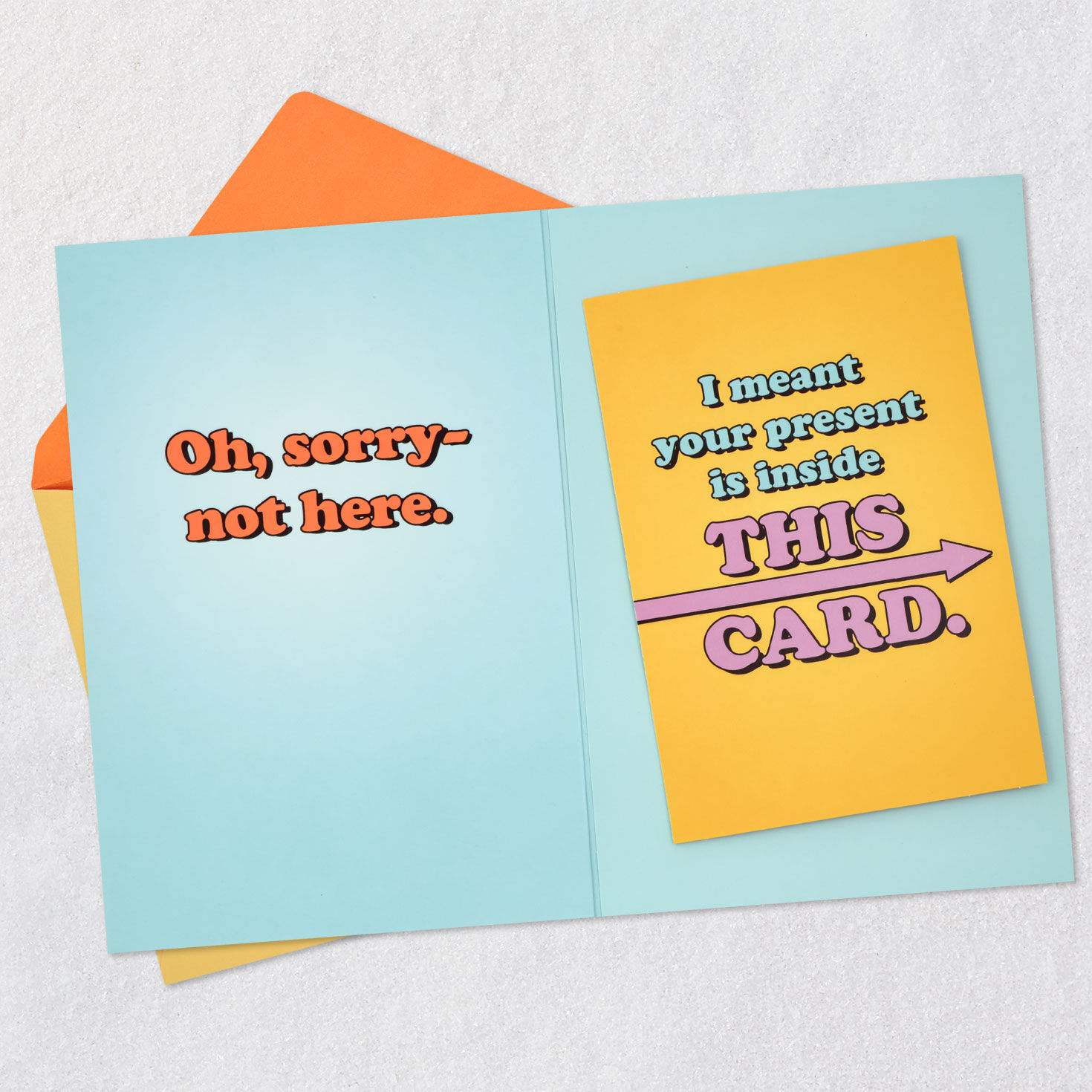 No Present Card Within a Card Funny Birthday Card Open card with envelope image number 4