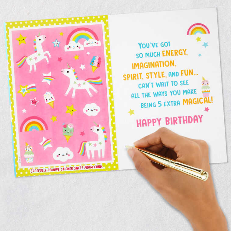 magical-unicorns-5th-birthday-card-with-stickers-greeting-cards-hallmark for Free Printable 5th Birthday Cards Magical Unicorns 5th Birthday Card With Stickers - Greeting Cards | Hallmark for Free Printable 5th Birthday Cards
