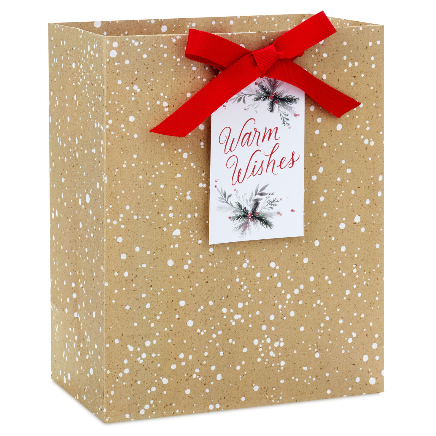 9.6" Snow-Speckled Kraft Paper Medium Holiday Gift Bag for only USD 3.99 | Hallmark