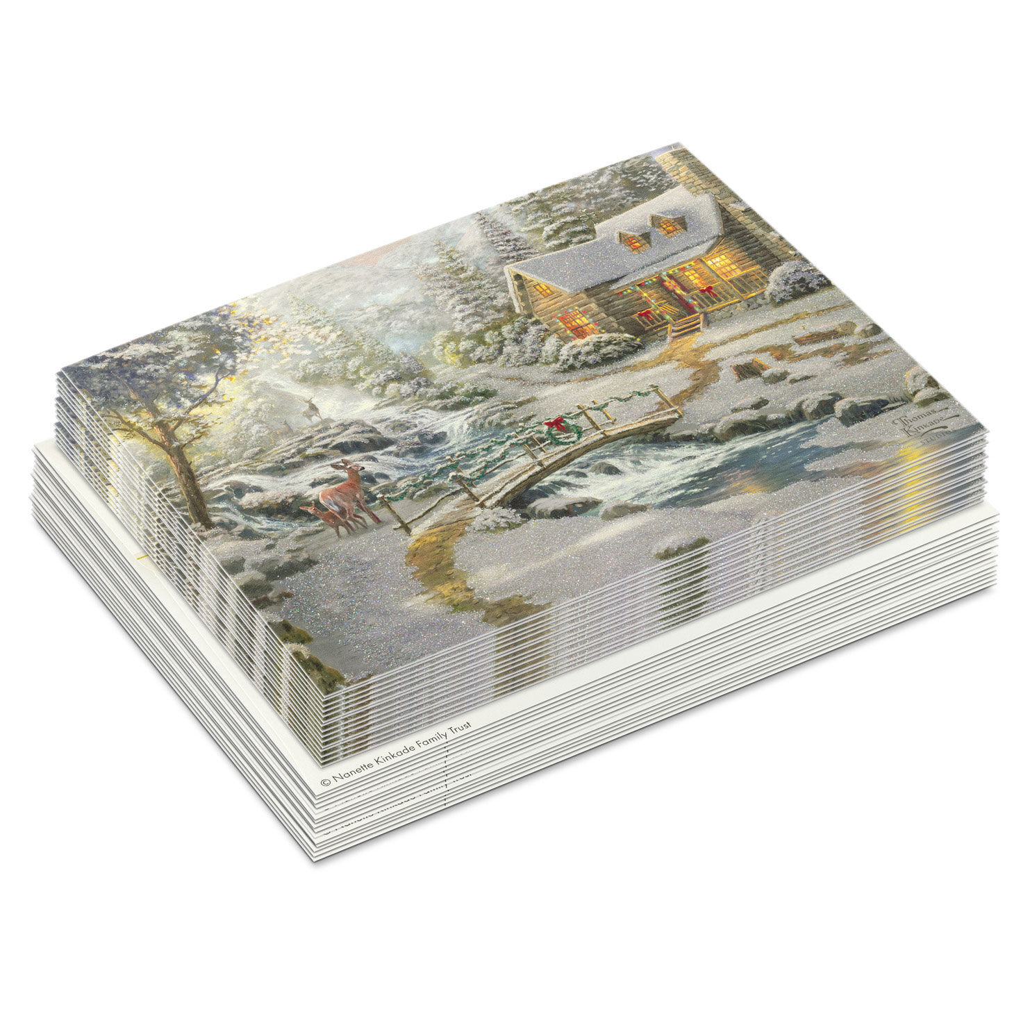 Thomas Kinkade Cabin Christmas Card Pack cards stacked image number 2