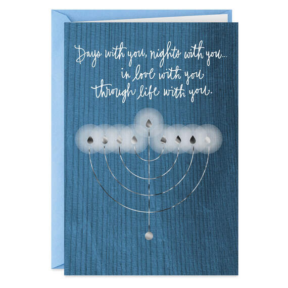 Menorah Light of Our Love Romantic Hanukkah Card, , large image number 1