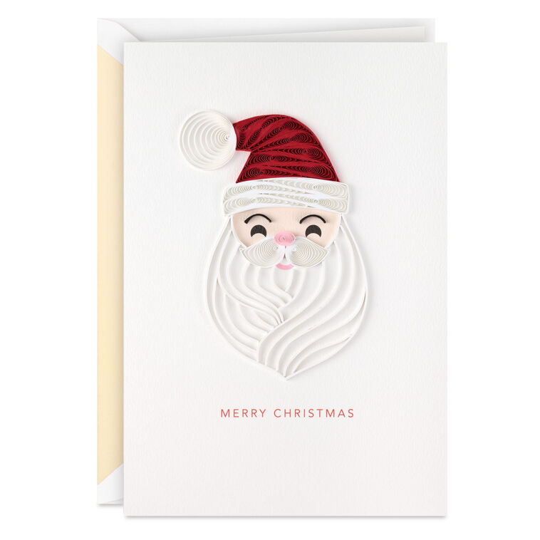 Quilled Paper Santa Face Christmas Card Card Front image number 1