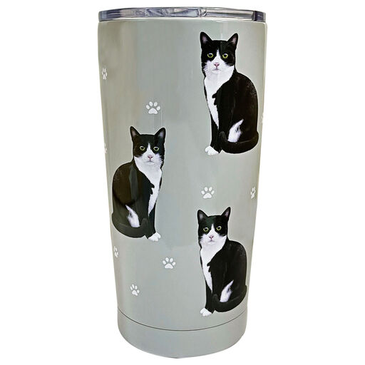 E&S Pets Tuxedo Cat Stainless Steel Tumbler, 20 oz., 