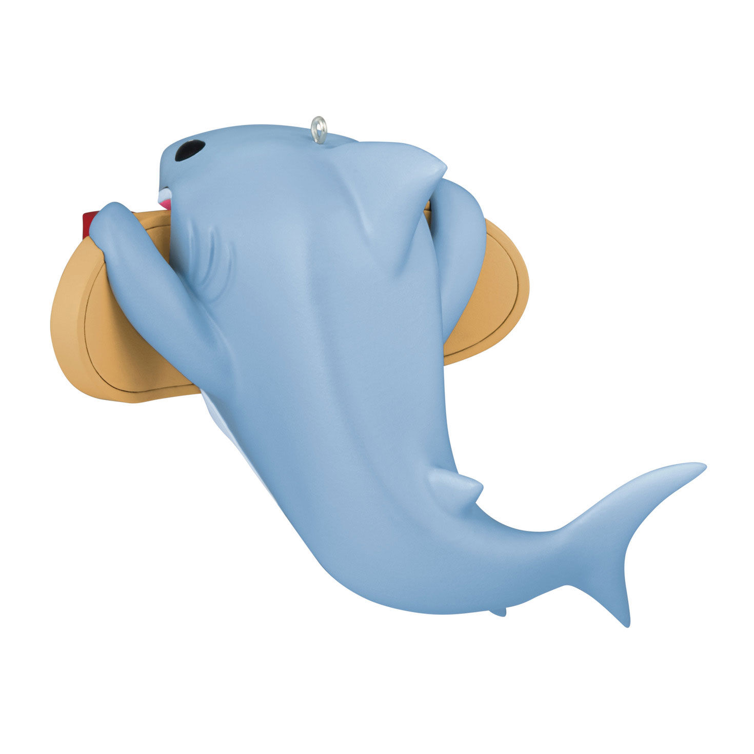 Shark With Skateboard Personalized Text Ornament Back image number 2