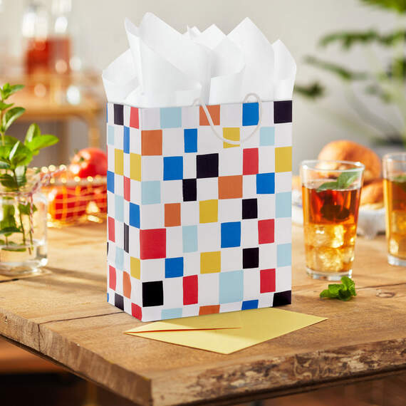 9.6" Colorful Checkered Medium Gift Bag, , large image number 2