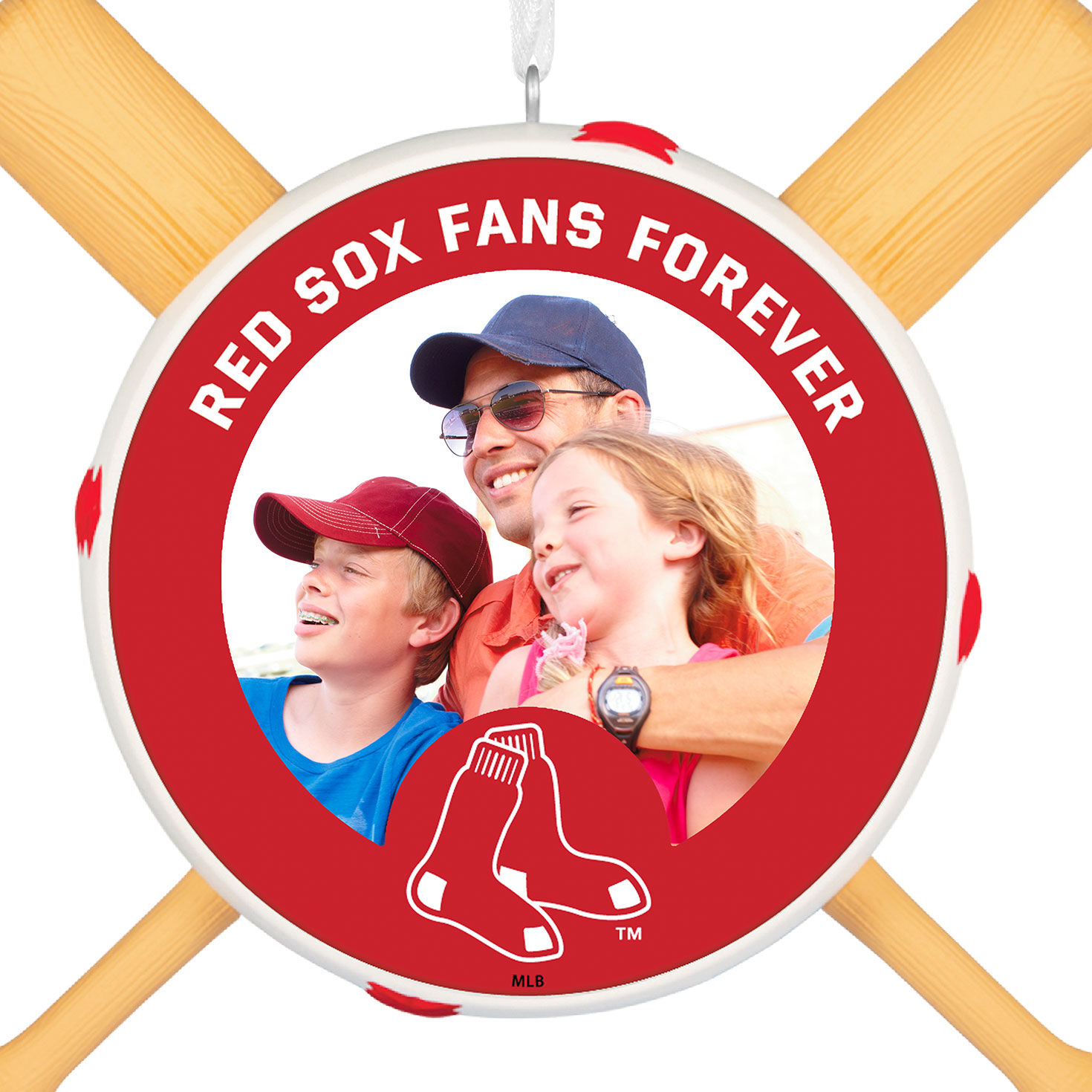 Boston Red Sox Personalized Photo Text Ornament closeup view image number 6