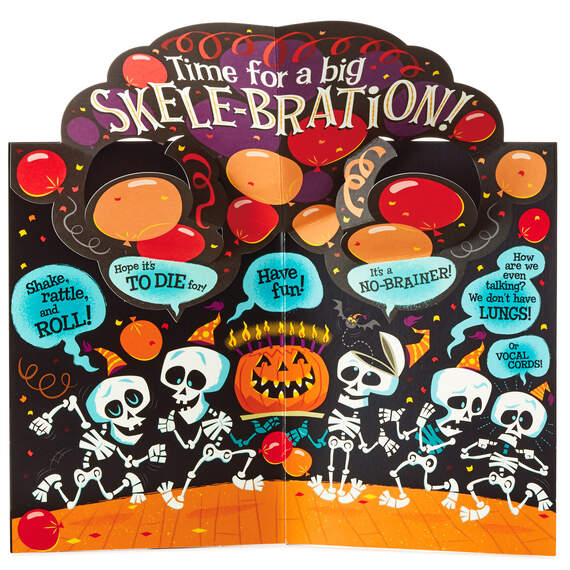 Party Skeletons Pop-Up Halloween Birthday Card, , large image number 2