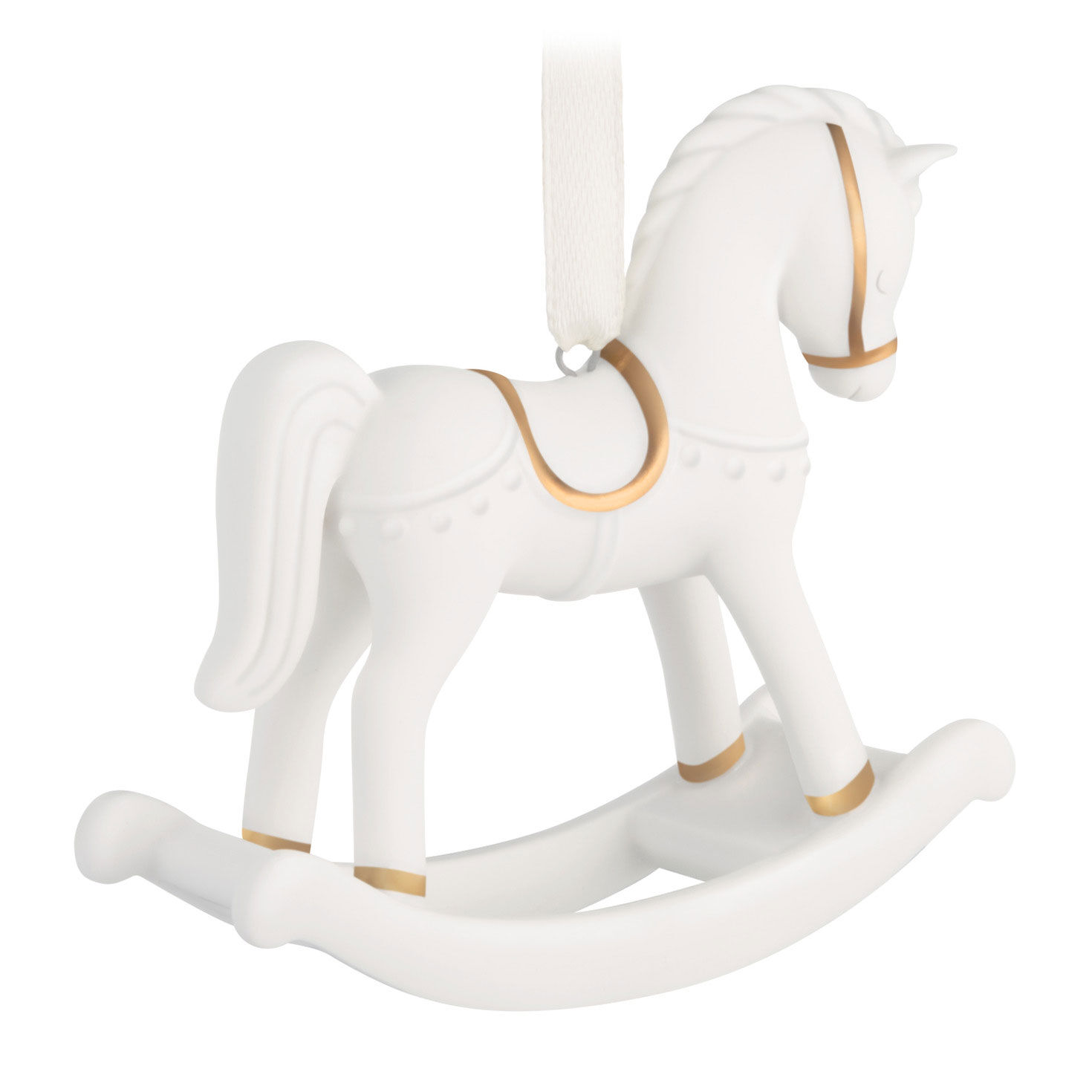 Baby's 1st White Rocking Horse Keepsake Ornament Back image number 6