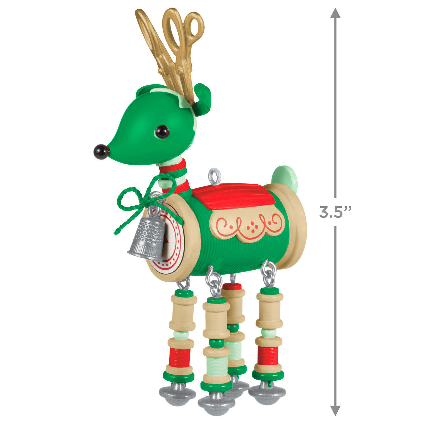 Thread Spools Reindeer Keepsake Ornament measurement image number 3