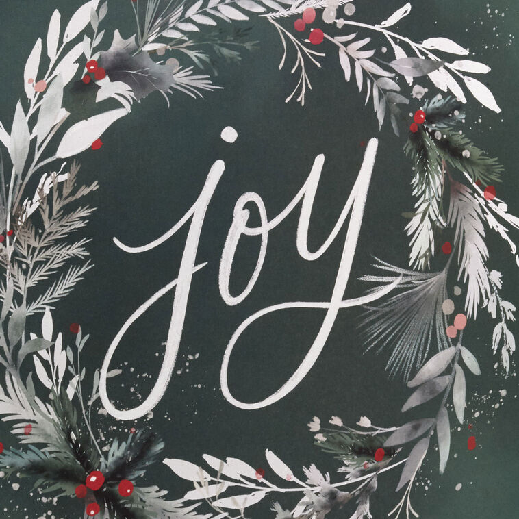 Joy Wreath on Green Extra-Deep Christmas Gift Bag Base/Side Detail image number 5