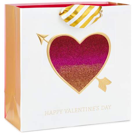 Happy Valentine's Day Heart Large Square Gift Bag, 10.25", , large