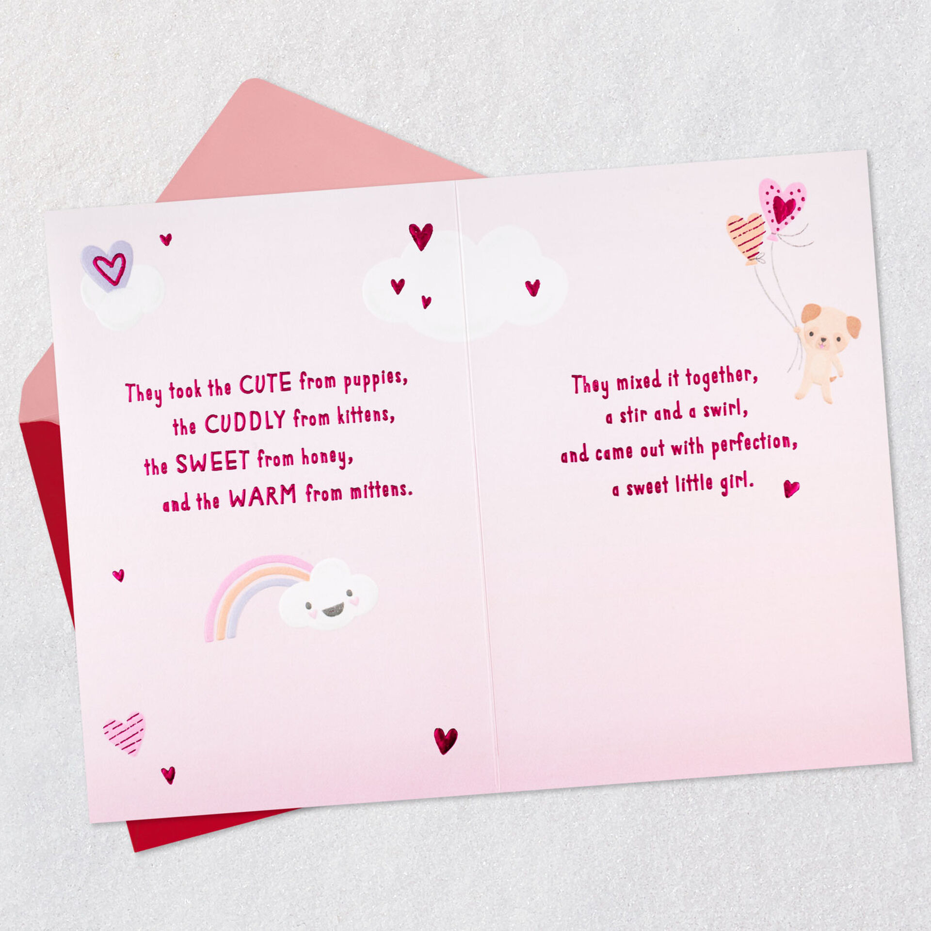 Sweet Little Girl Baby's First Valentine's Day Card for Granddaughter