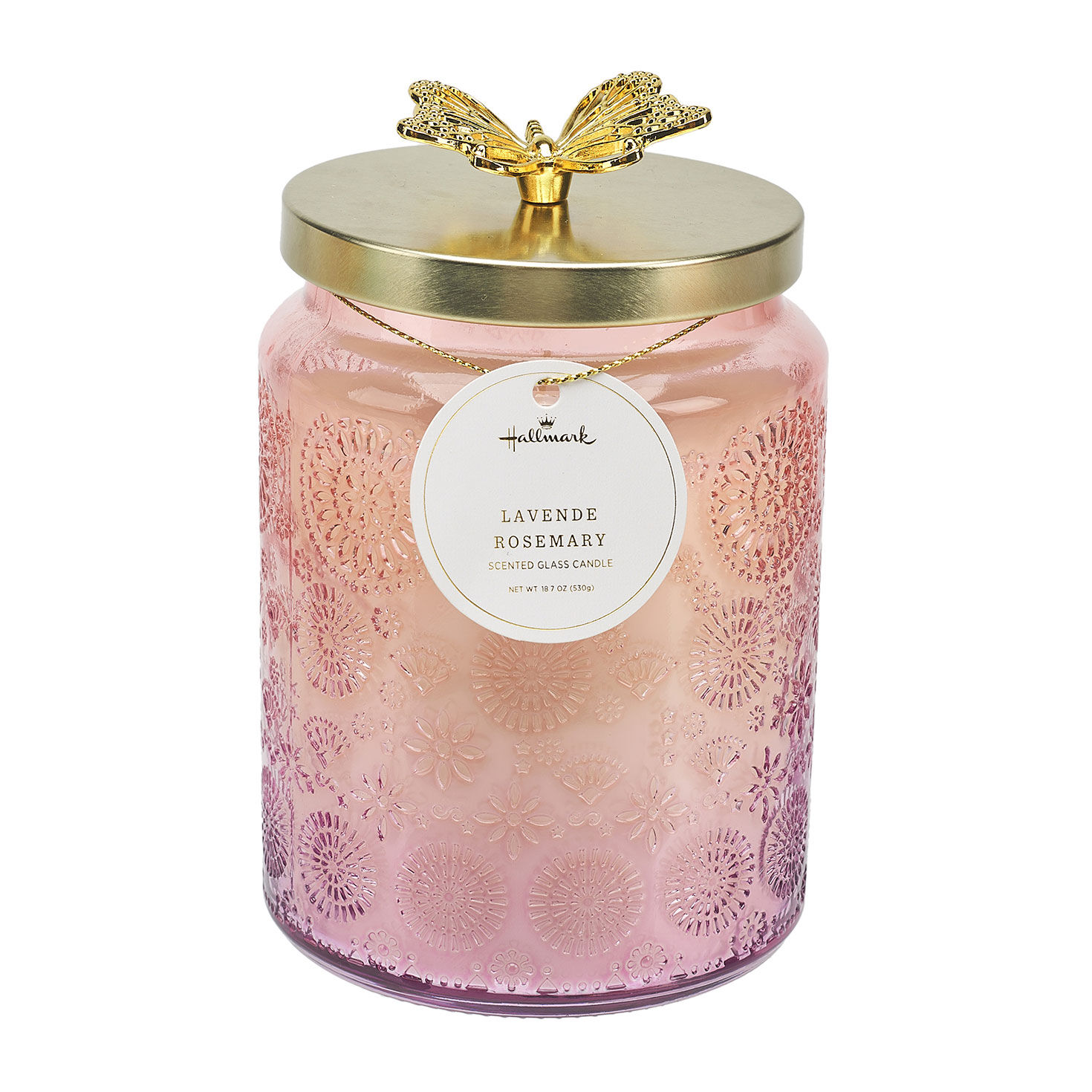Lavender Rosemary Scented Glass Candle, 18.7 oz.