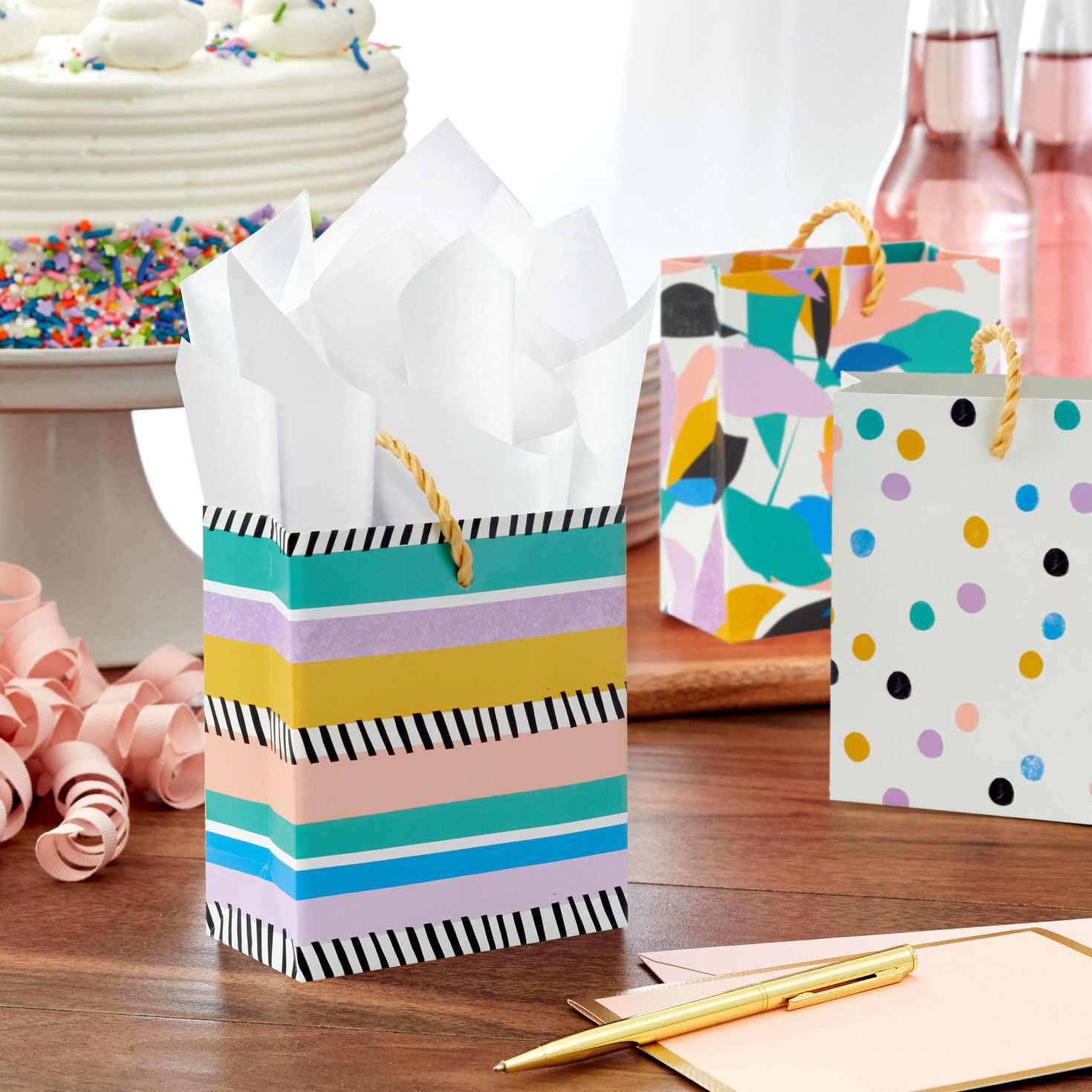 Whimsical Patterns 3-Pack Gift Card Holder Mini Bags In use image number 2