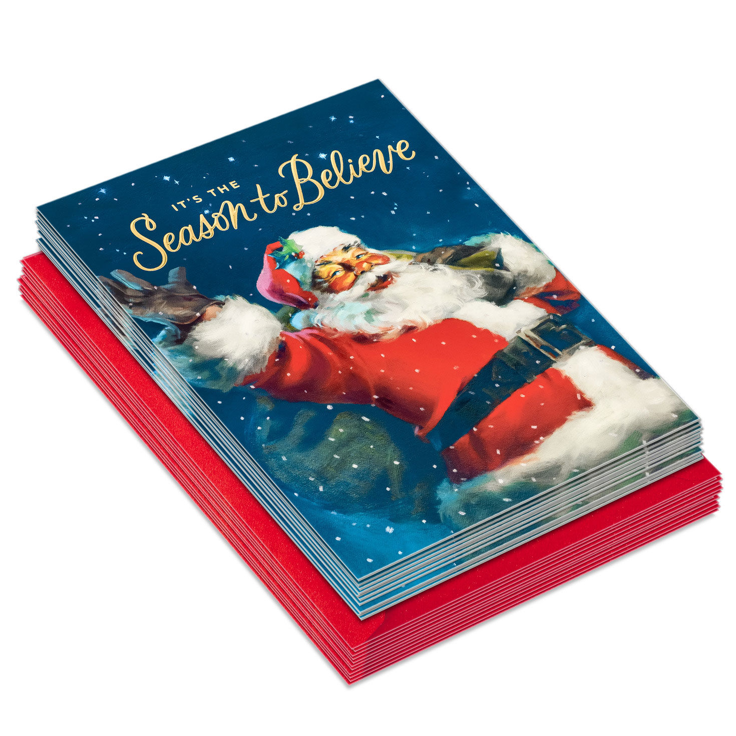 Jolly Santa Claus Boxed Christmas Cards front stacked image number 2