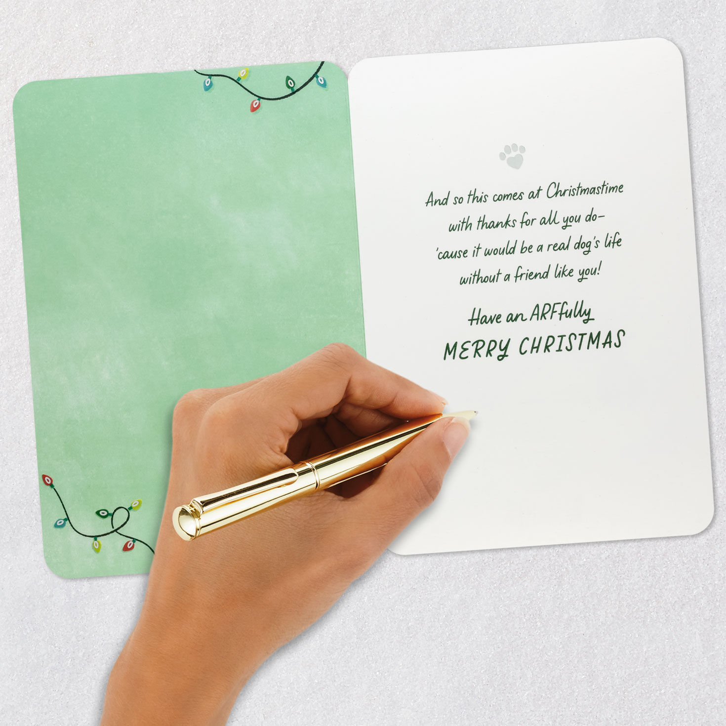 Funny Dog in String Lights Christmas Card Signing card image number 6