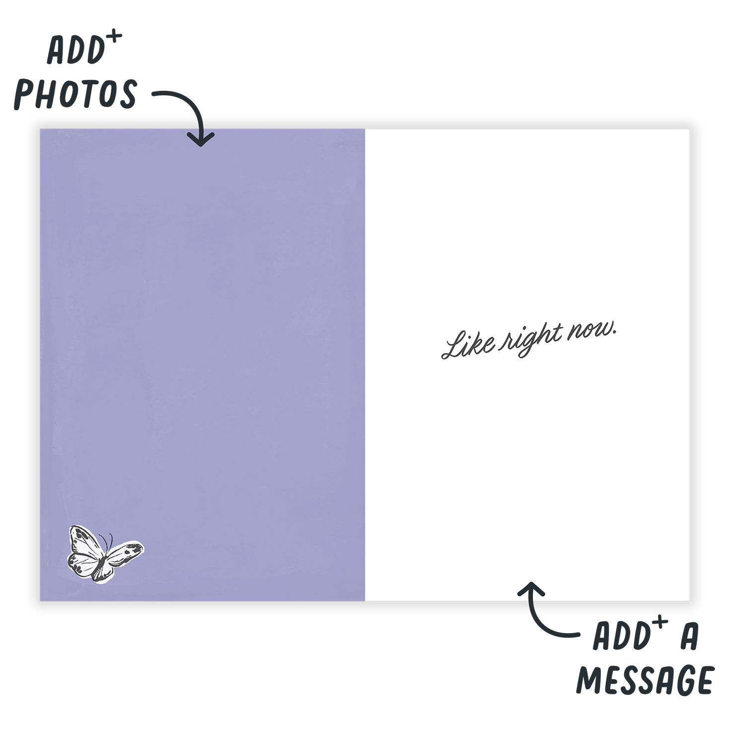 Butterfly Drawings on Blue Personalized Support Card  image number 3