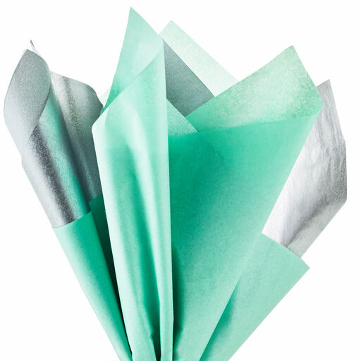 Pale Green and Silver 2-Pack Tissue Paper, 4 Sheets, Pale Greens & Silver