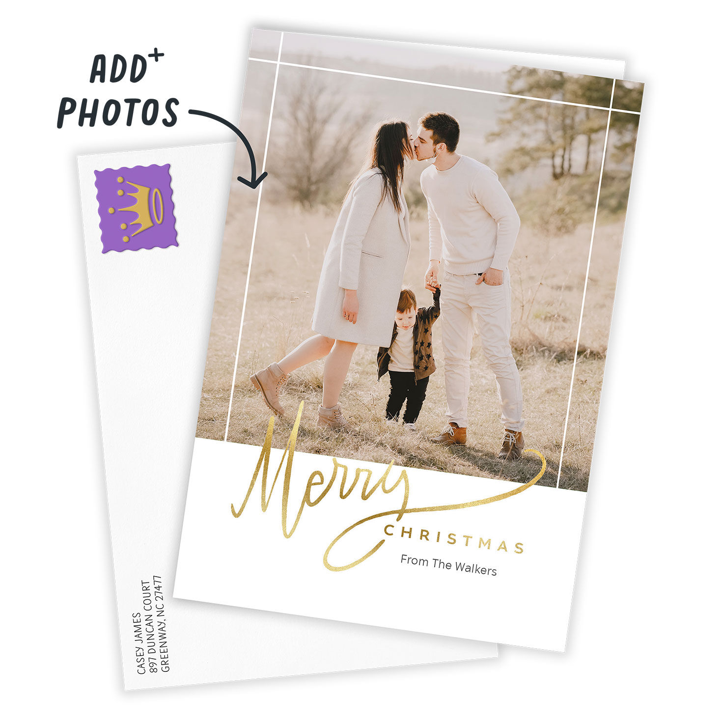 Personalized Elegant Merry Christmas Photo Card, , large image number 2