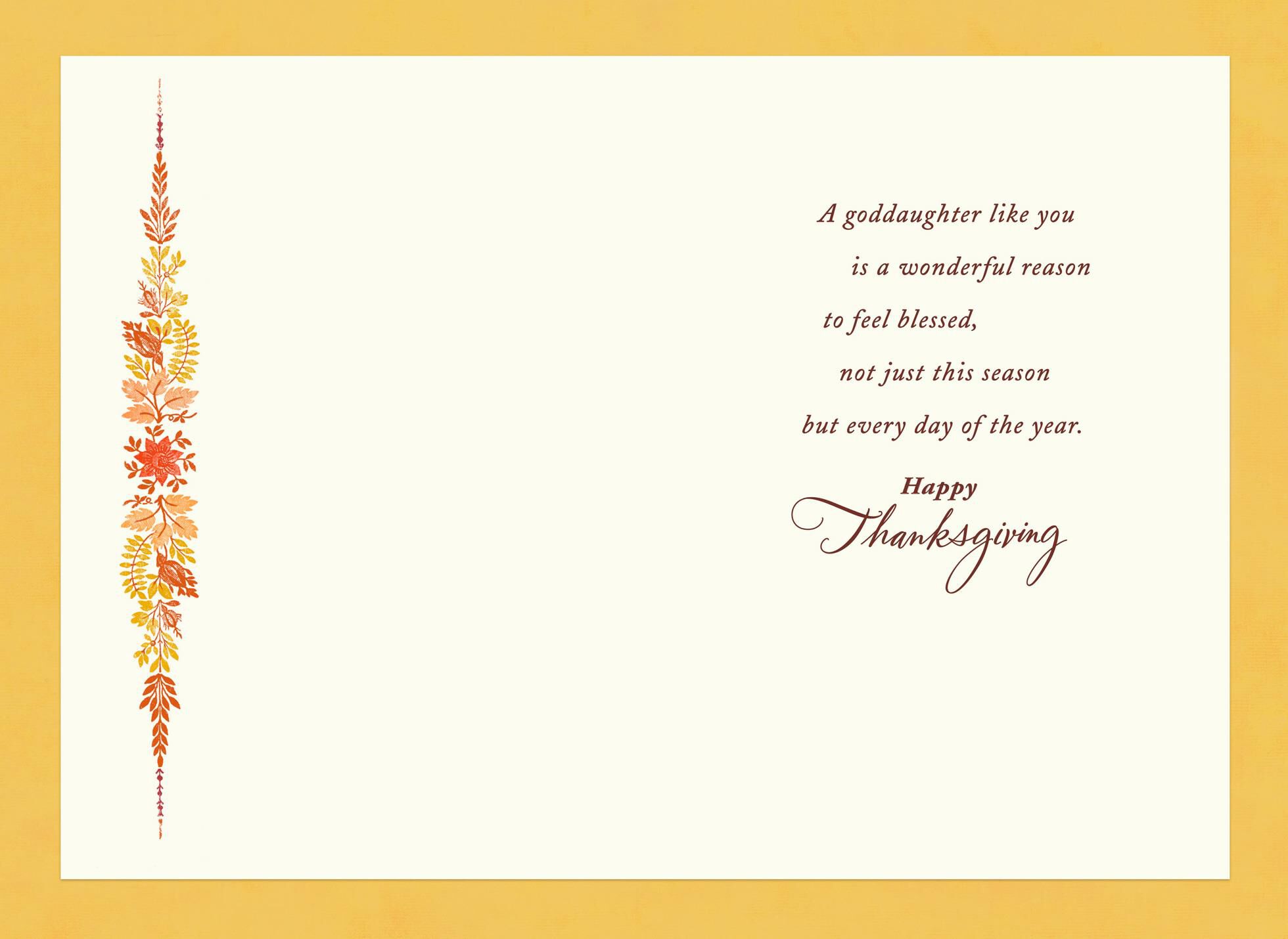 Fall Leaves Thanksgiving Card for Goddaughter