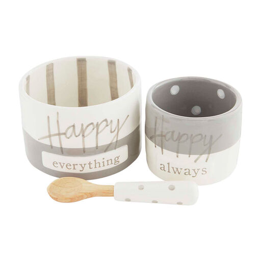 Mud Pie Happy Color Block Dip Bowls and Spoon, Set of 3, 