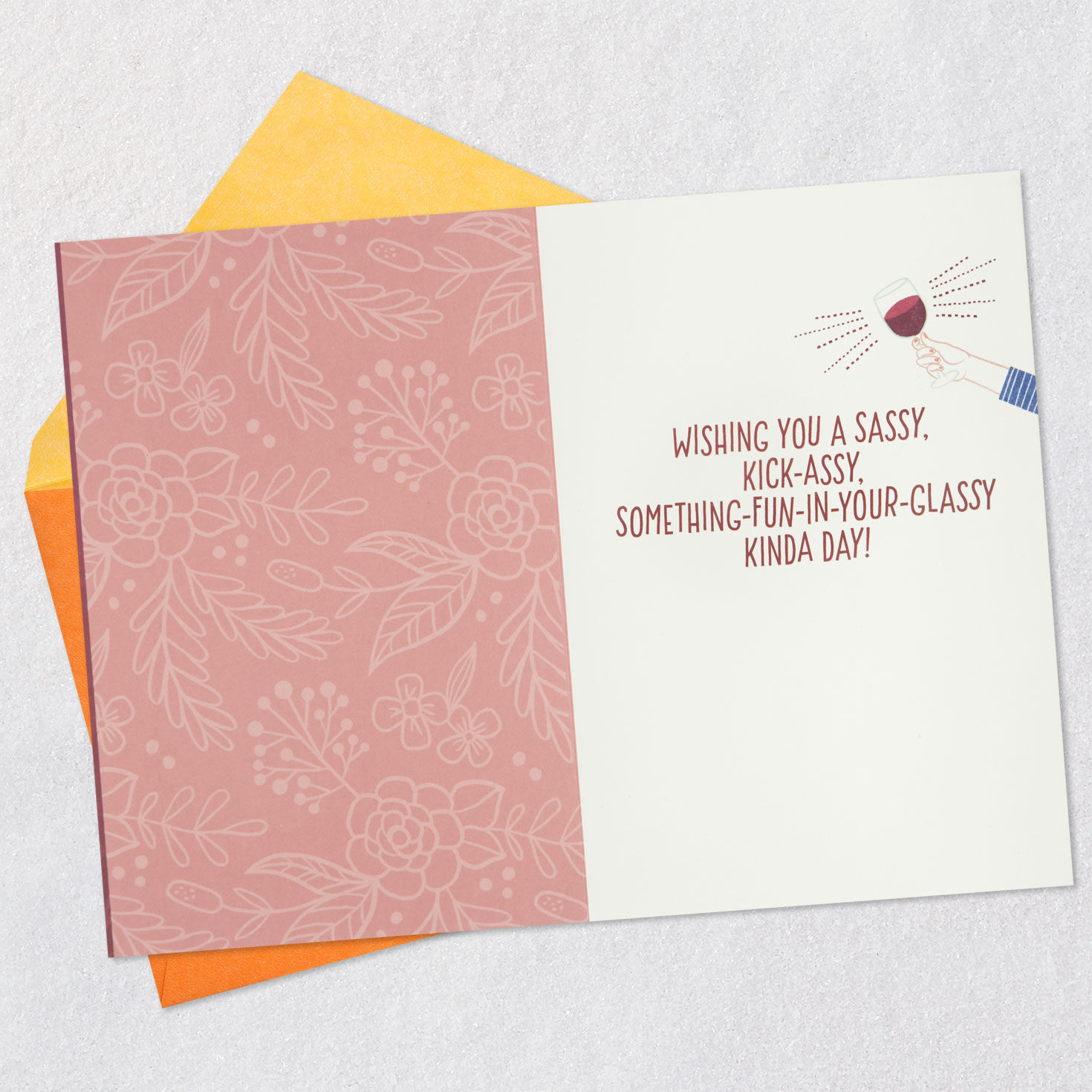 Pair With Wine Birthday Card With Button Open card with envelope image number 3