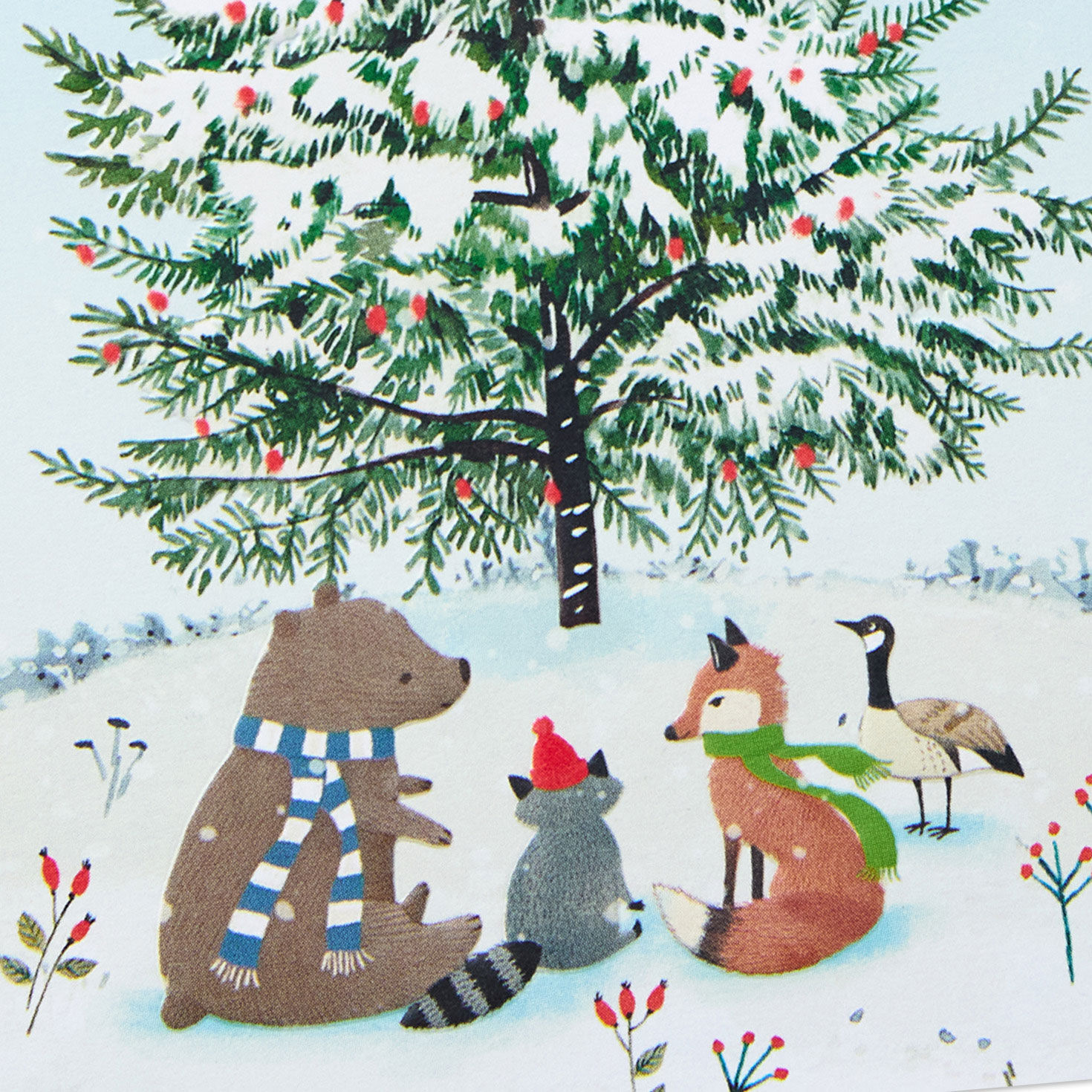 Woodland Critters Around a Snowy Tree Packaged Christmas Cards, Set of 5 for only USD 5.00 | Hallmark