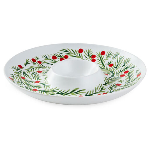 Holiday Wreath Chip and Dip Serving Plate, 
