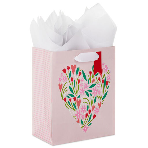6.5" Heart Bouquet Small Gift Bag With Tissue Paper, 