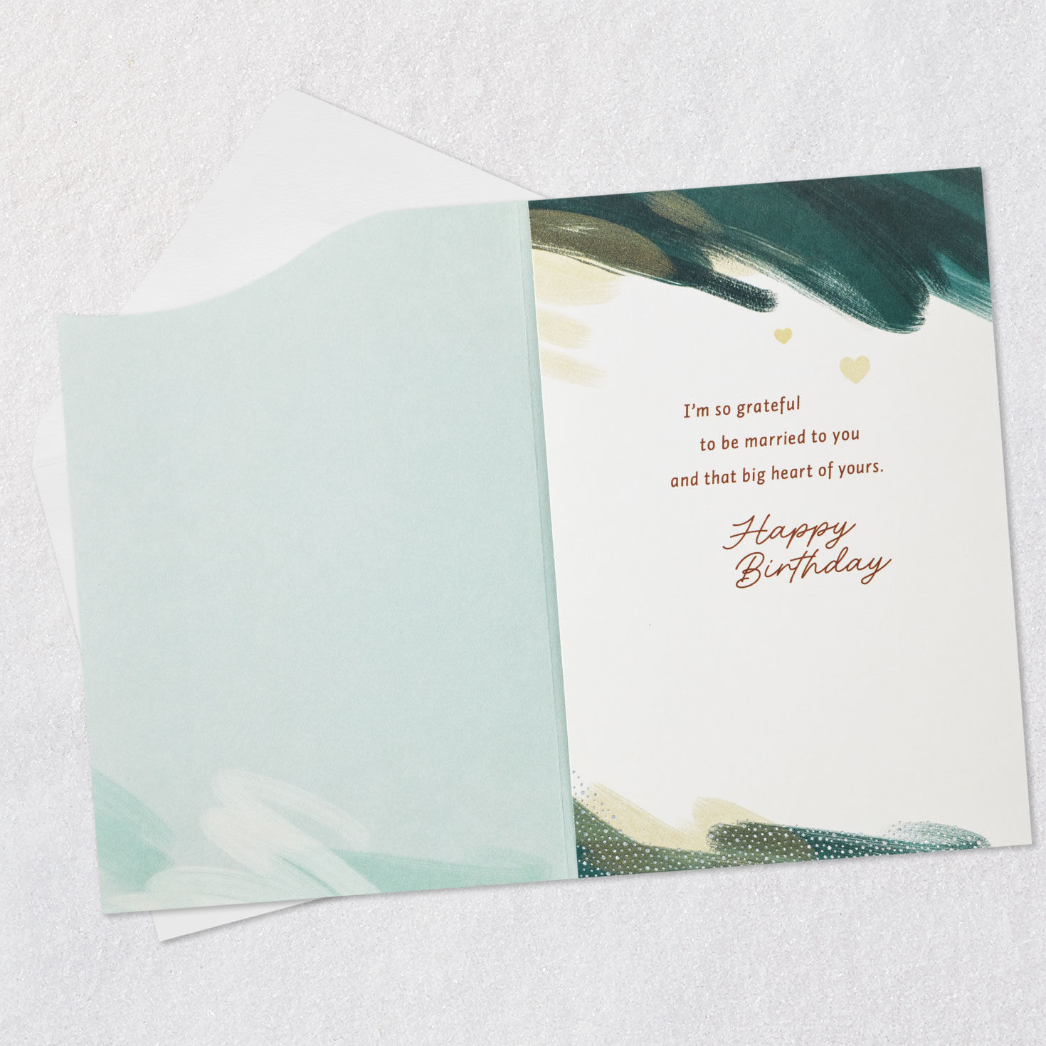 Abstract Navy and Gold Husband Birthday Card Open card with envelope image number 3