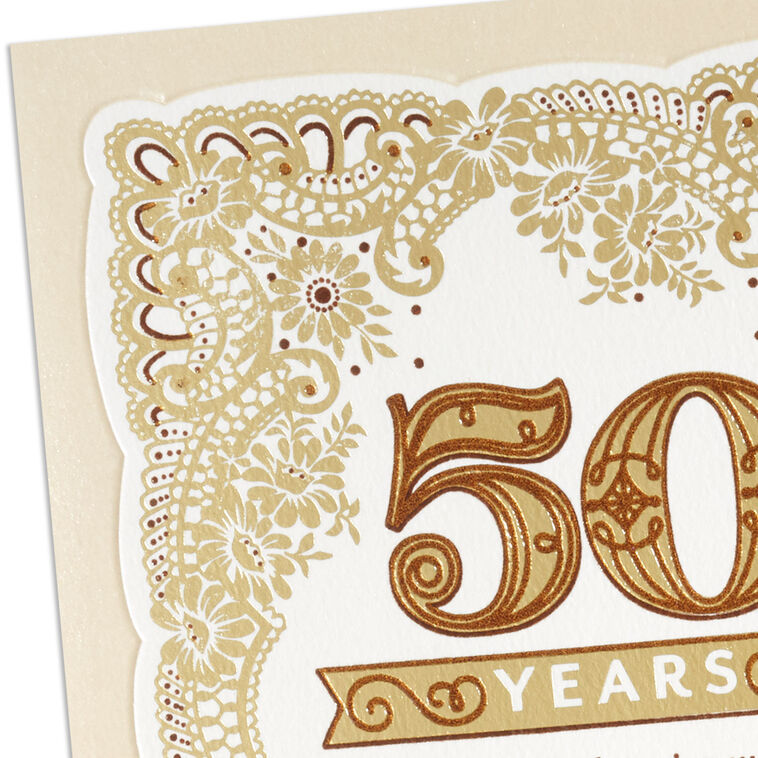 Gold Filigree Religious 50th Anniversary Card for Couple Card Front Detail image number 5