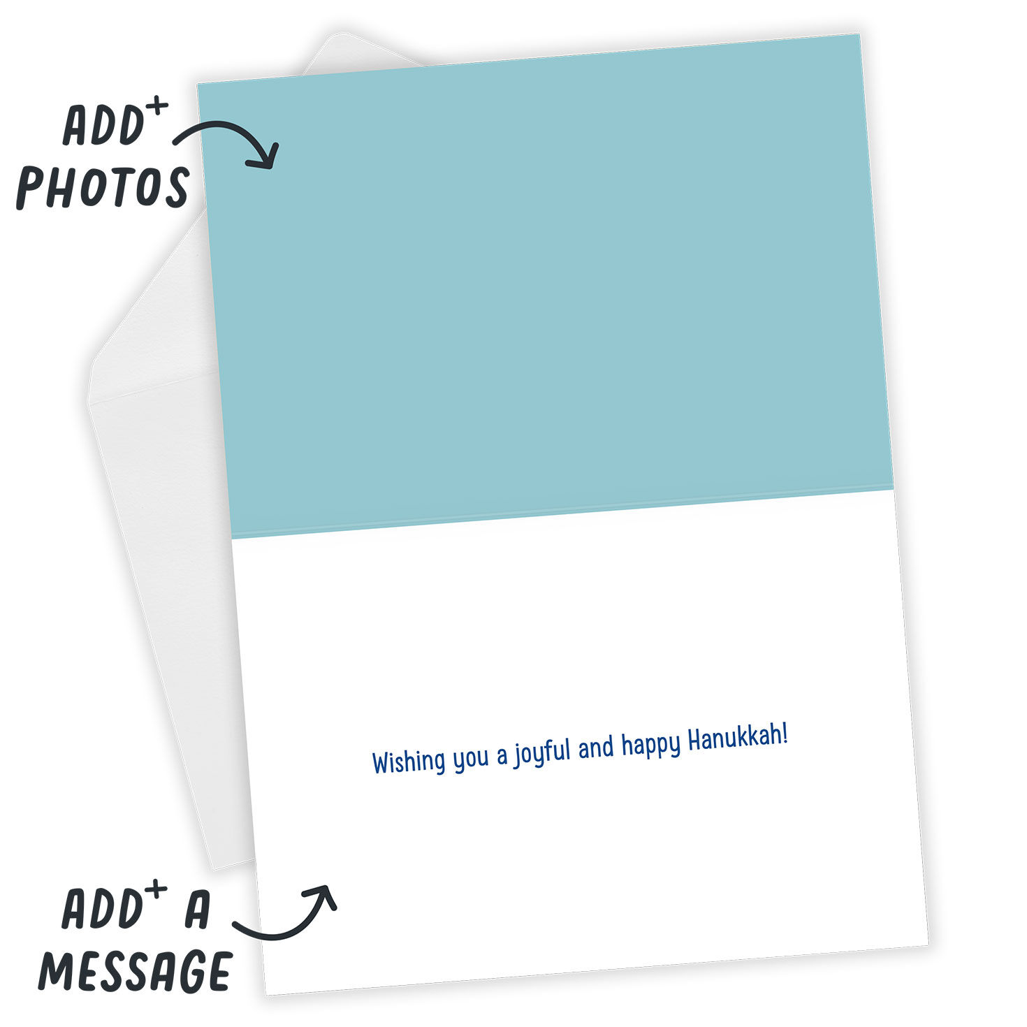 Blue and White Block Lettering Custom Hanukkah Card, , large image number 3